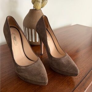Prada Women's Elegant Brown Suede Heels